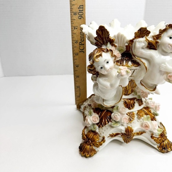 Collectible CHERUB Candle Holder Centerpiece Angel Renaissance victorian decor - Picture 5 of 10